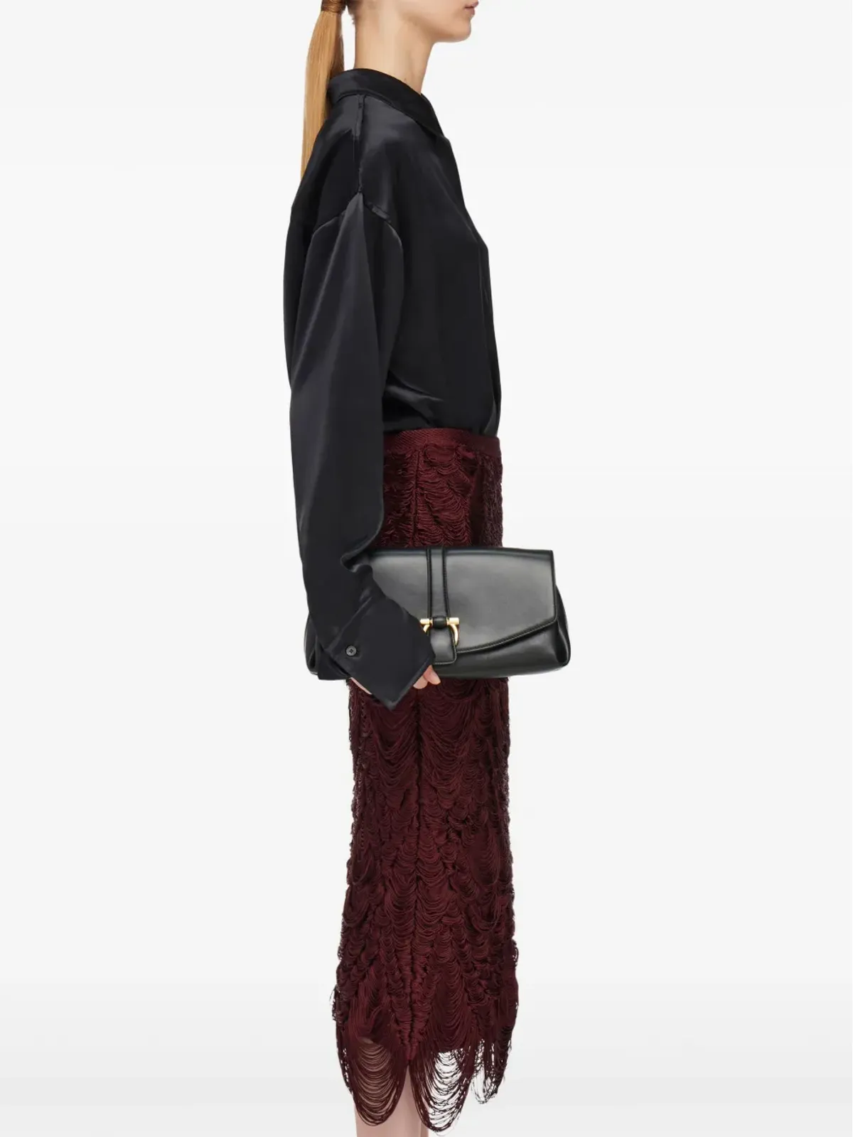 Ferragamo ミディアム フロントフラップ ショルダーバッグ ブラック - 画像2