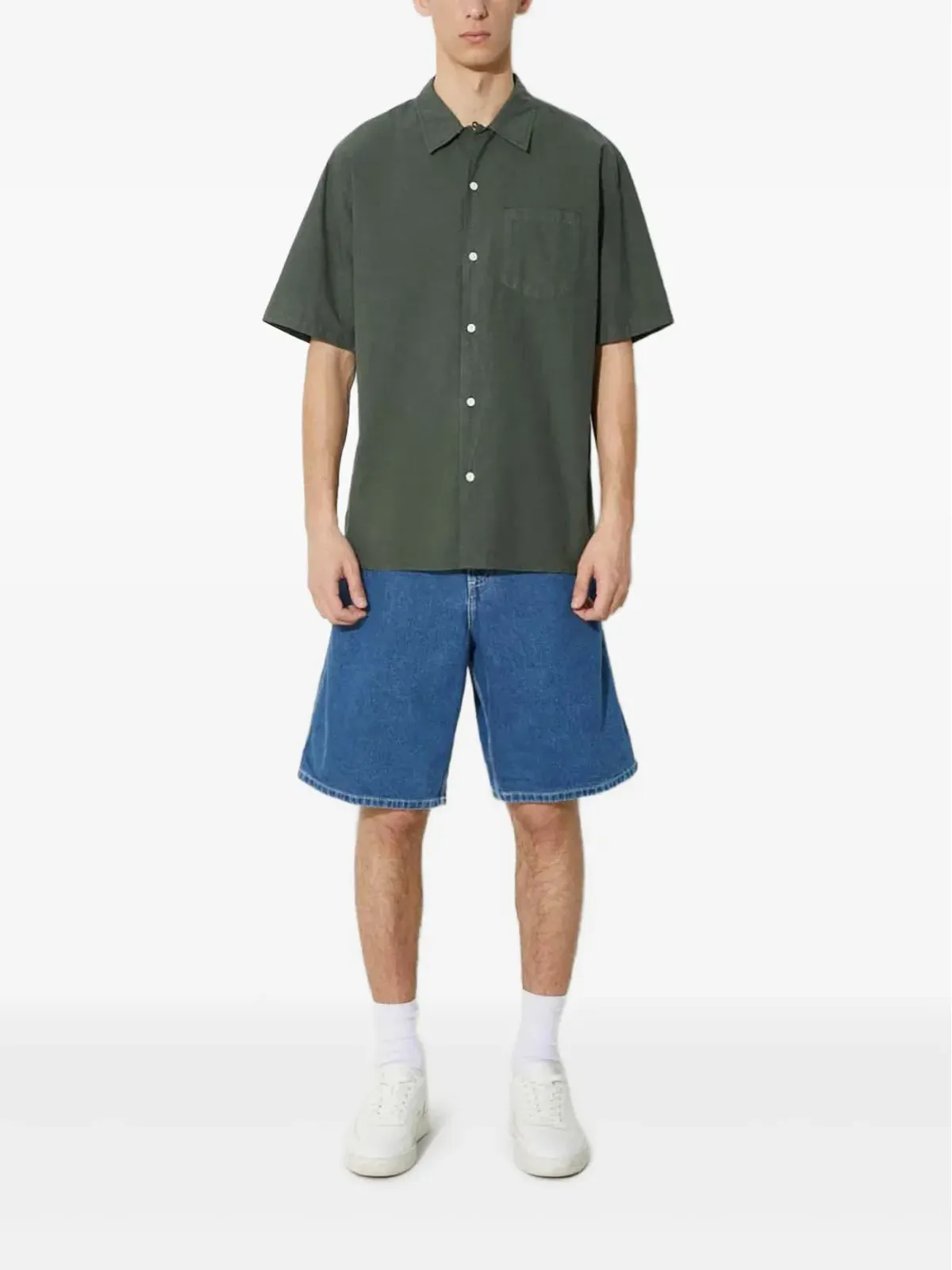 Norse Projects カーステン ポケット付き 半袖シャツ グリーン - 画像2