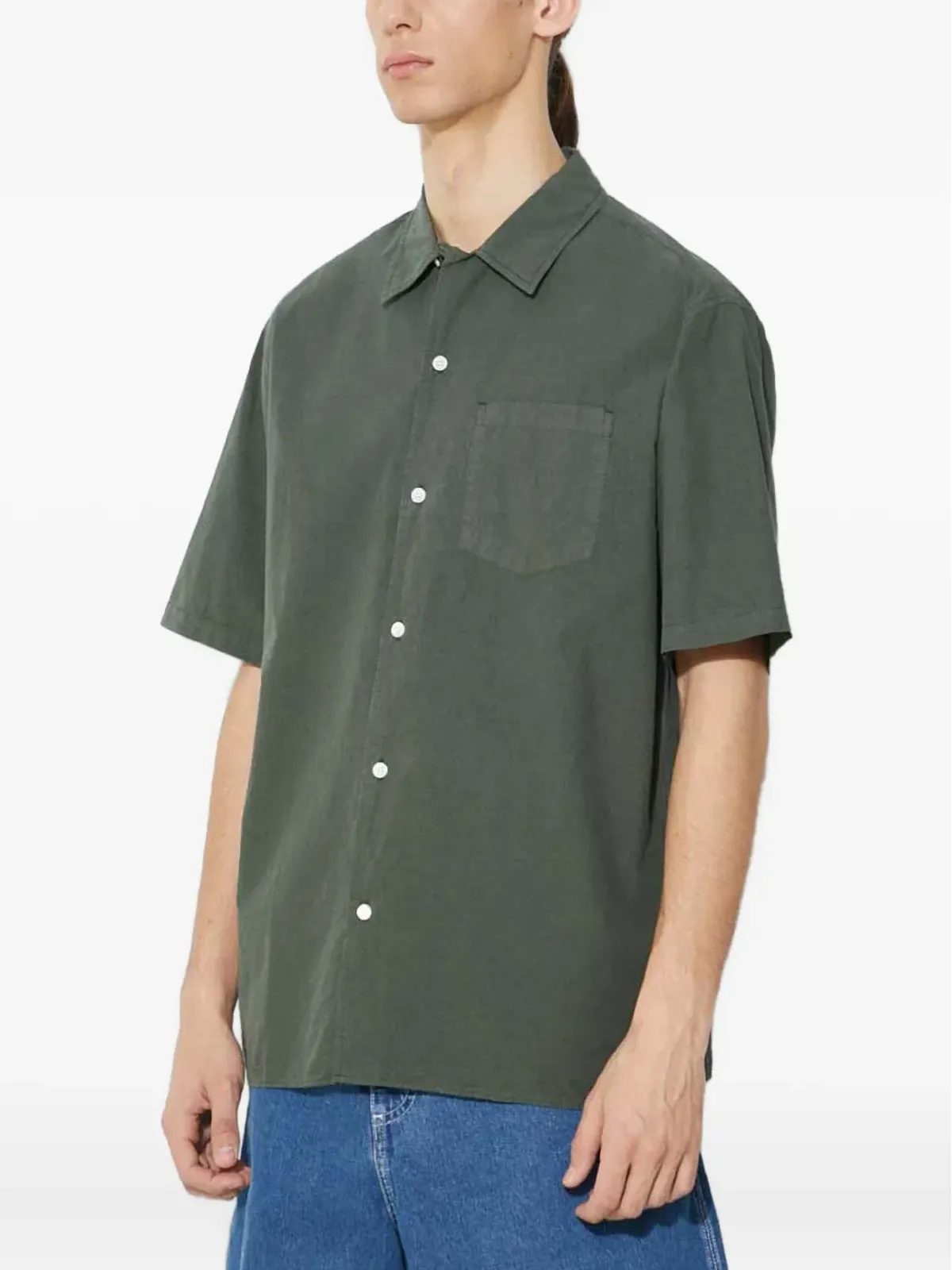 Norse Projects カーステン ポケット付き 半袖シャツ グリーン - 画像3