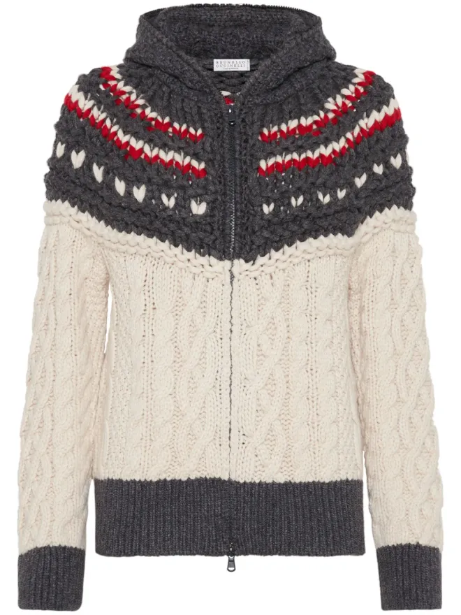 Brunello Cucinelli Brunello Cucinelli フード付きカシミヤカーディガンの商品画像