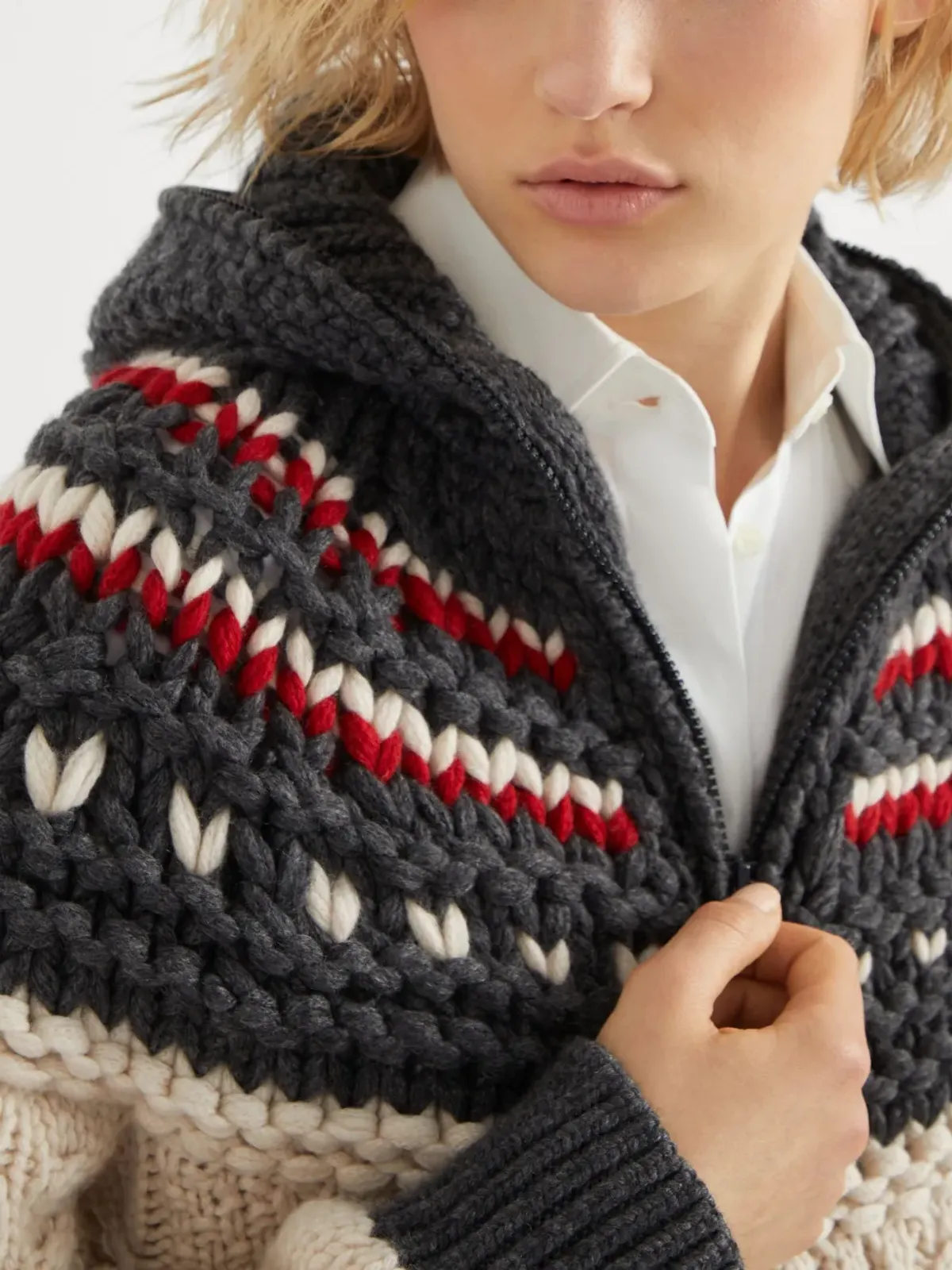 Brunello Cucinelli フード付きカシミヤカーディガン - 画像5