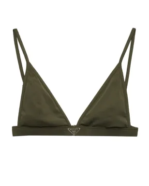 Prada トライアングルロゴ入りリブ編みビキニトップ - グリーン - サムネイル1