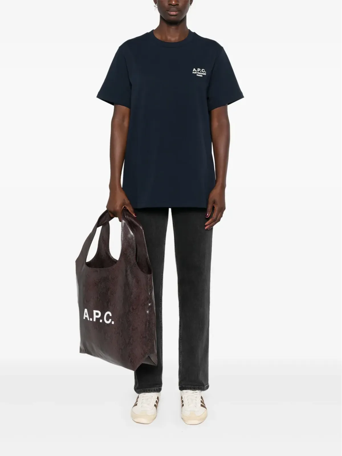 A.P.C. ロゴプリント Tシャツ ブルー - 画像3