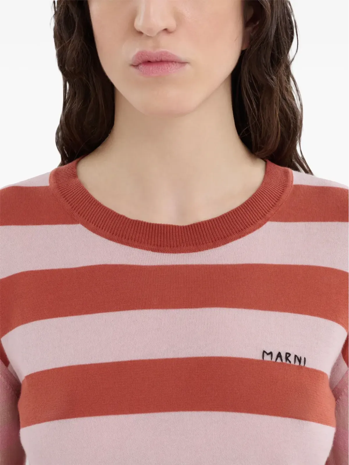 Marni ストライプ コットン ジャンパー ピンク - 画像5