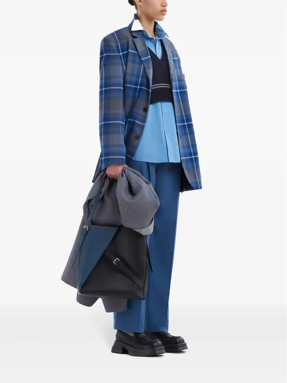 Marni 刺繍ロゴ入り バージンウールパンツ - ブルー - 画像2