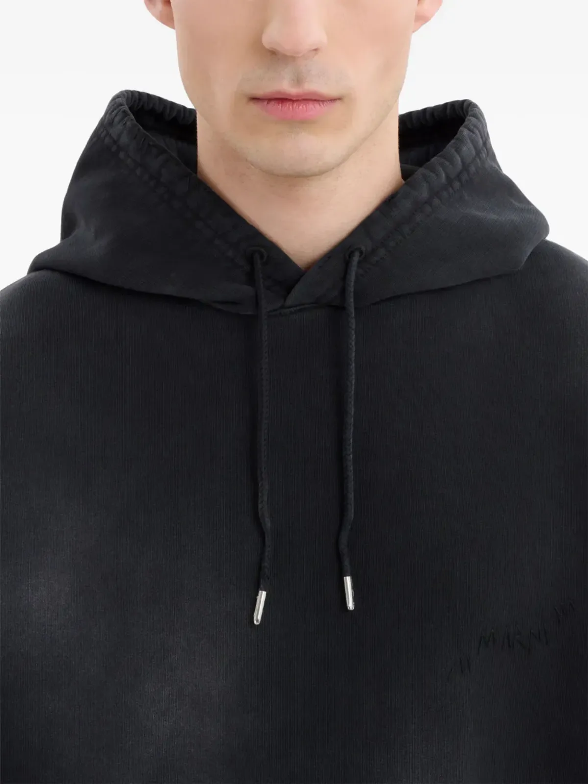 Marni ブリーチ加工 コットン フード付きパーカー - ブラック - 画像5