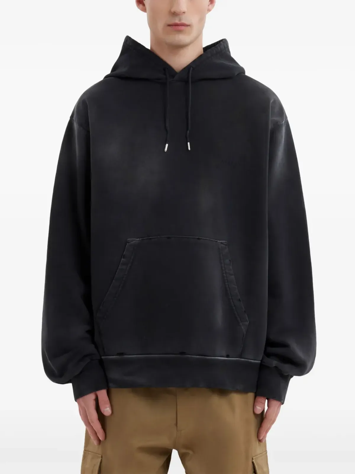 Marni ブリーチ加工 コットン フード付きパーカー - ブラック - 画像3