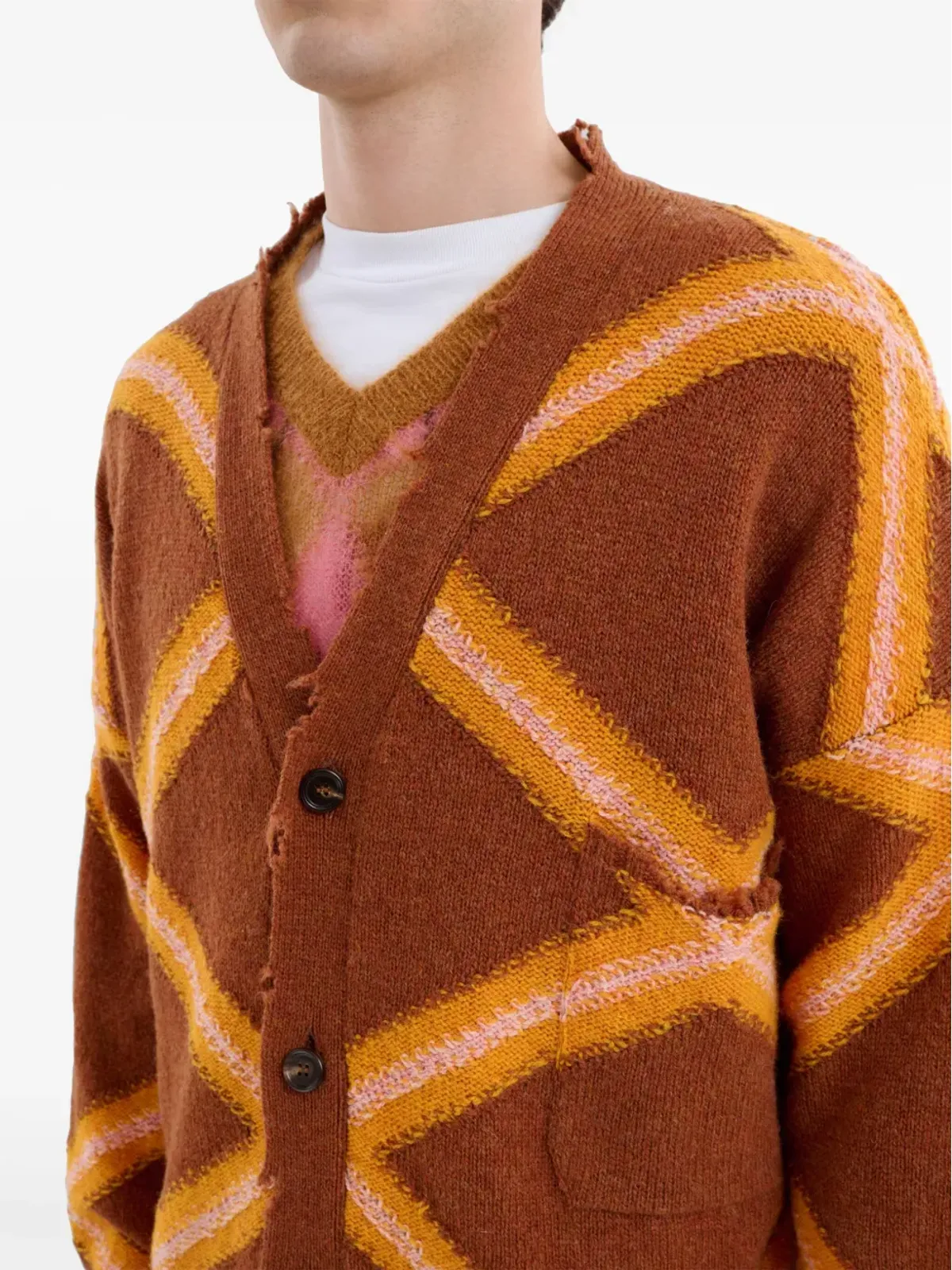 Marni ジオメトリックパターン ヴァージンウール カーディガン - 画像5