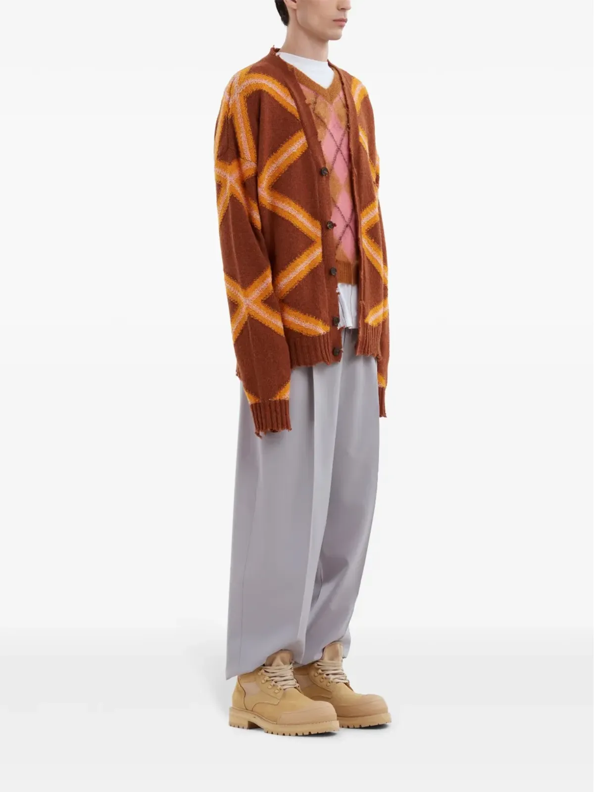 Marni ジオメトリックパターン ヴァージンウール カーディガン - 画像2