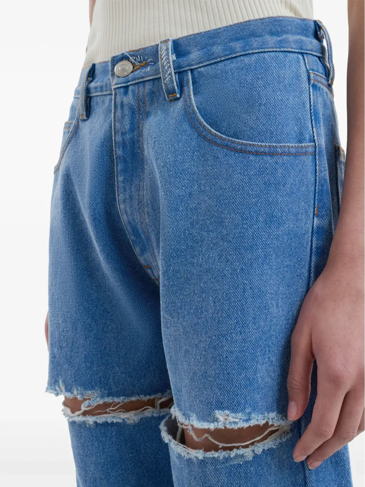 Marni カットアウト コットンデニム ジーンズ - ブルー - 画像5