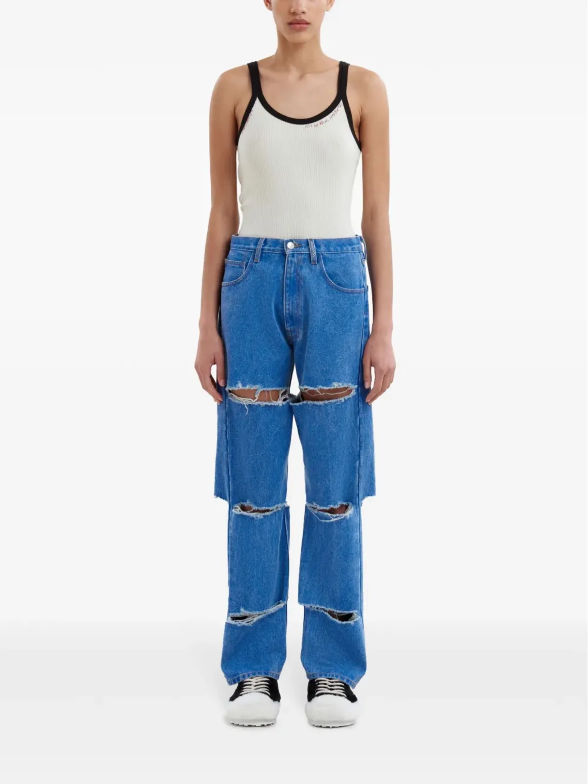 Marni カットアウト コットンデニム ジーンズ - ブルー - 画像3