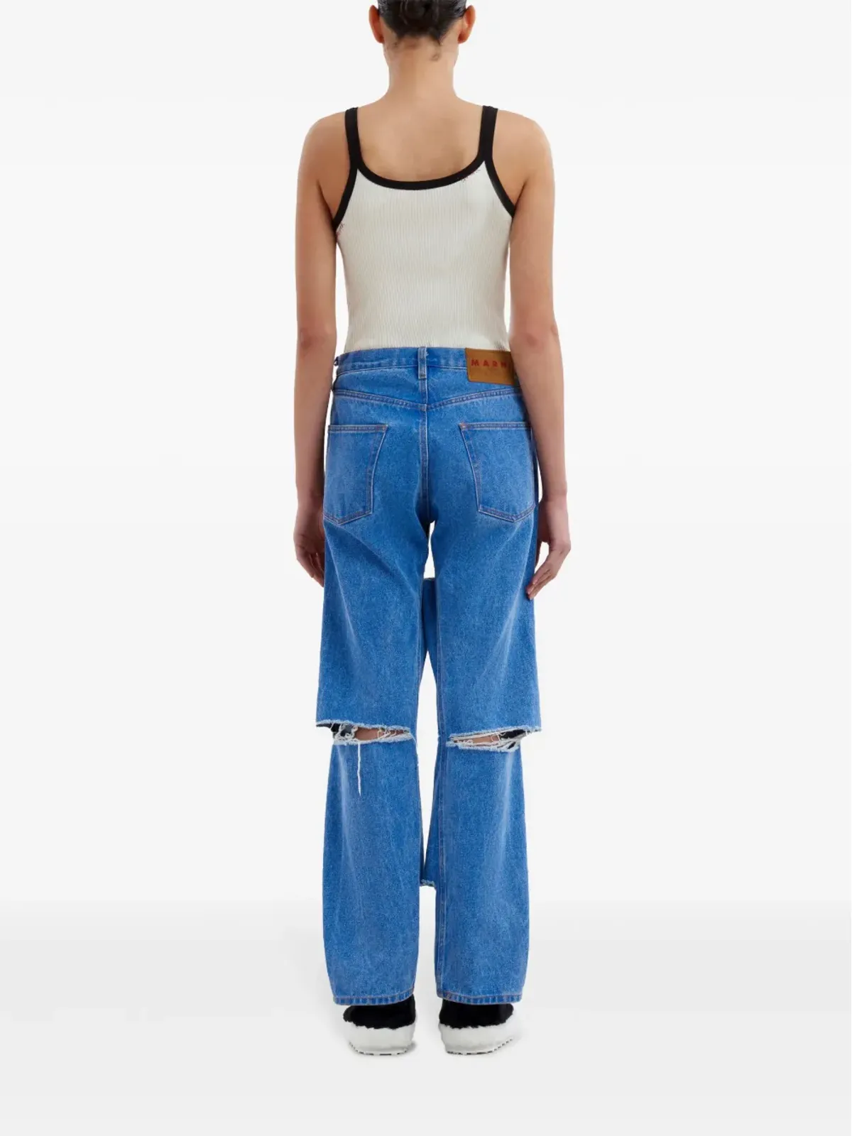 Marni カットアウト コットンデニム ジーンズ - ブルー - 画像4