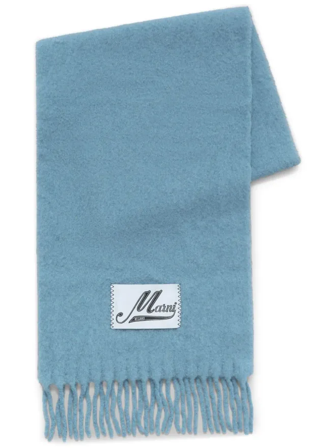 Marni Marni ロゴパッチ アルパカウールブレンド スカーフ - ブルーの商品画像