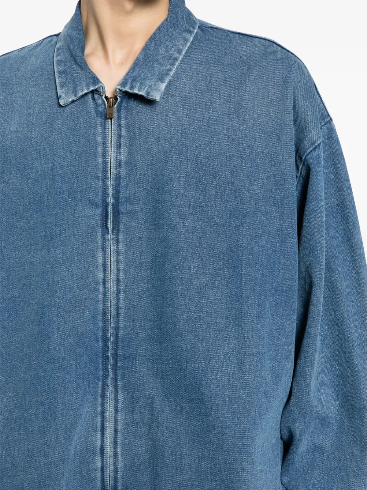 FEAR OF GOD ESSENTIALS ジップアップデニムシャツジャケット ブルー - 画像5