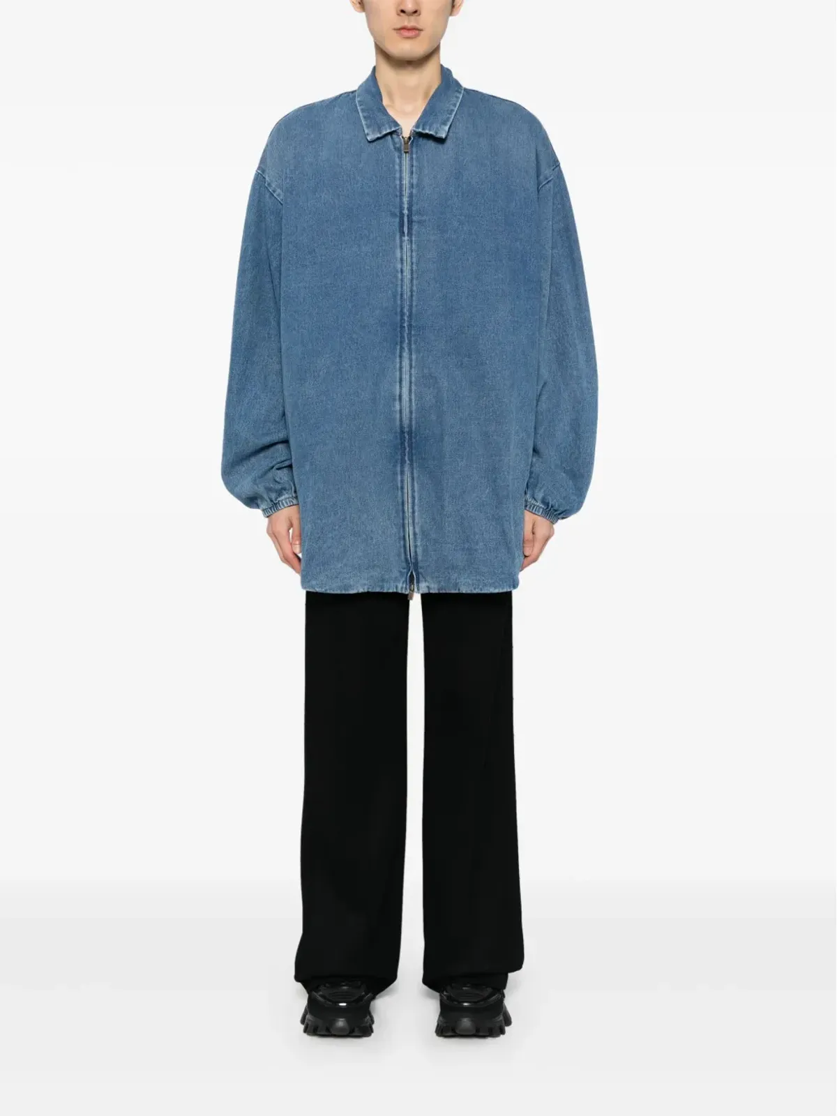 FEAR OF GOD ESSENTIALS ジップアップデニムシャツジャケット ブルー - 画像2