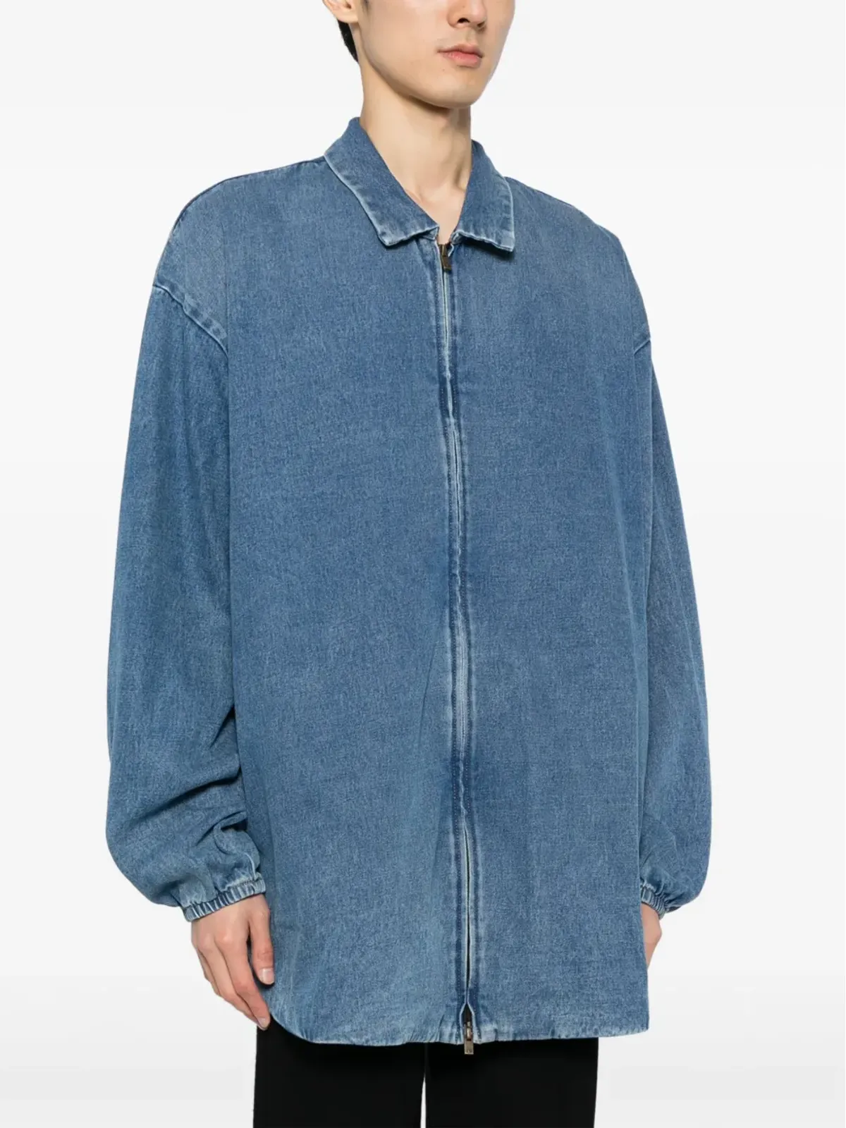 FEAR OF GOD ESSENTIALS ジップアップデニムシャツジャケット ブルー - 画像3