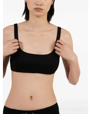 Prada インターリック編み地のスクエアネック ビ Bikiniトップ - ブラック - サムネイル4