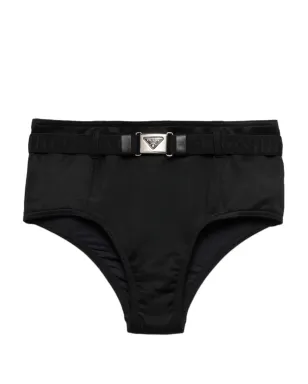 Prada トライアングルロゴ ベルト付きビキニボトム - ブラック - サムネイル1
