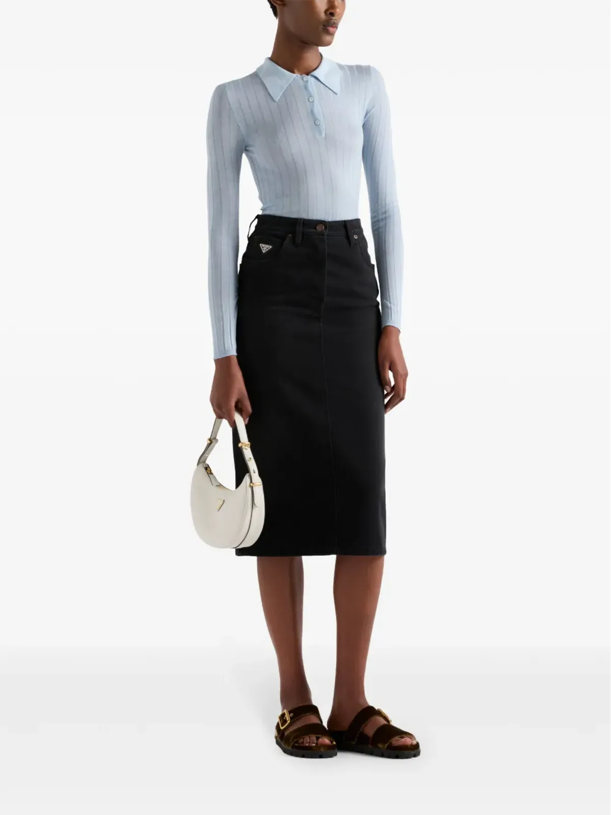 Prada スリットデニムミディスカート - 画像2