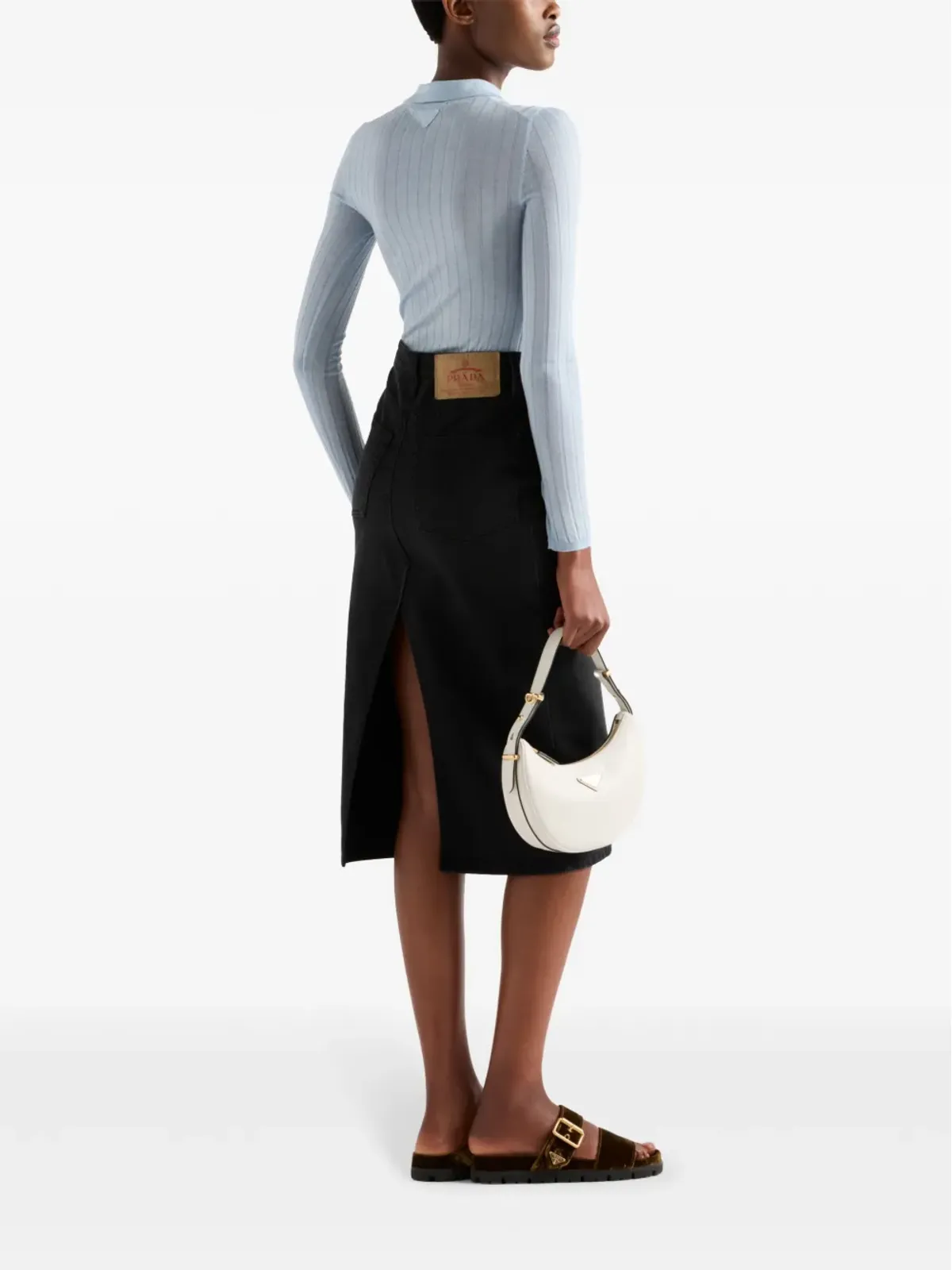 Prada スリットデニムミディスカート - 画像3