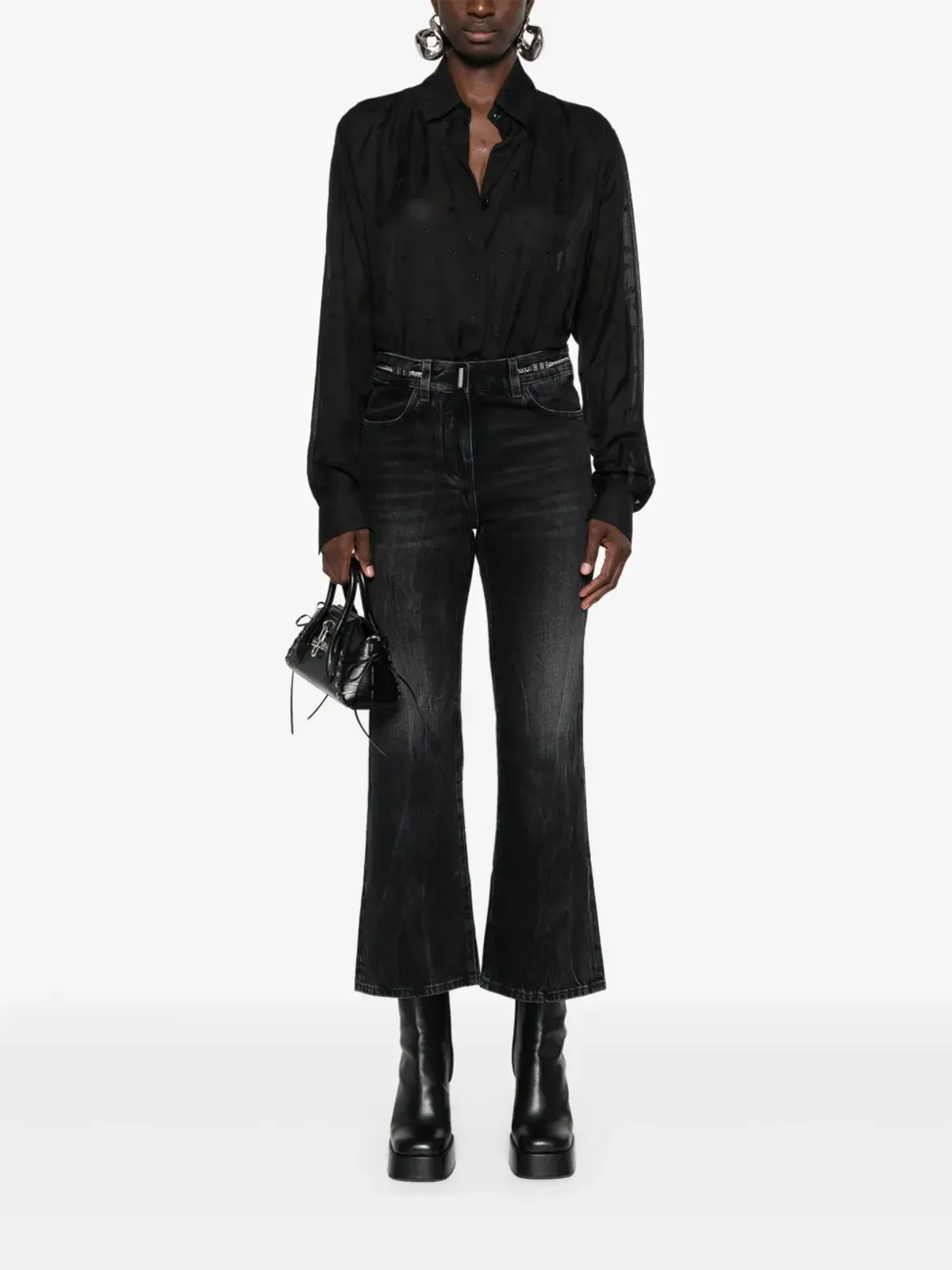 Givenchy ロゴプレート ブートカットジーンズ - ブラック - 画像2