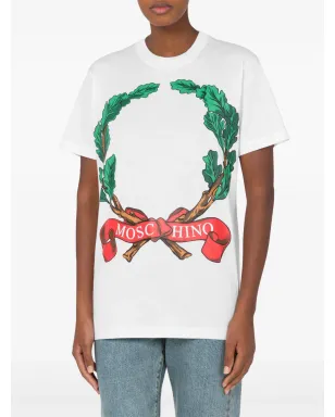 Moschino ローレルリース柄 コットンTシャツ - ホワイト - サムネイル2
