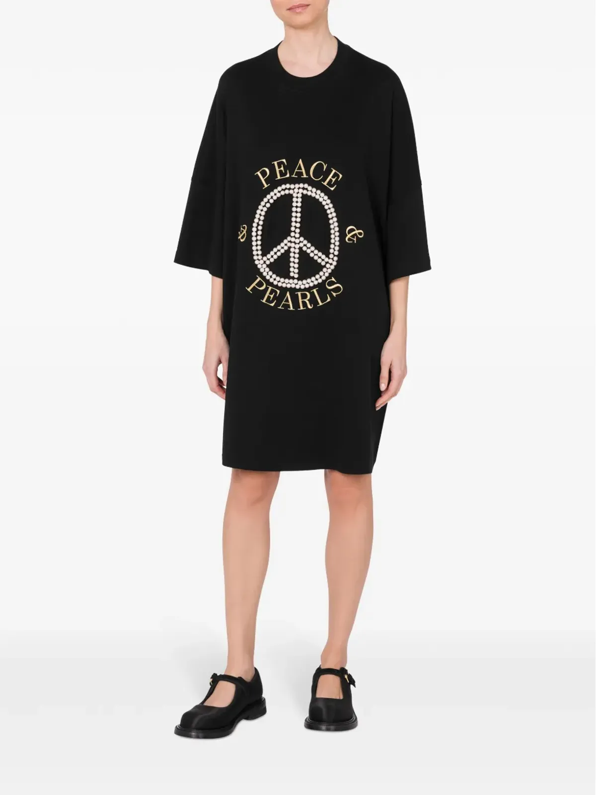 Moschino ロゴプリント コットン ドレス ブラック - 画像2