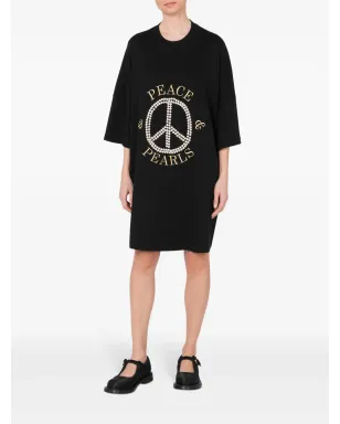 Moschino ロゴプリント コットン ドレス ブラック - サムネイル2