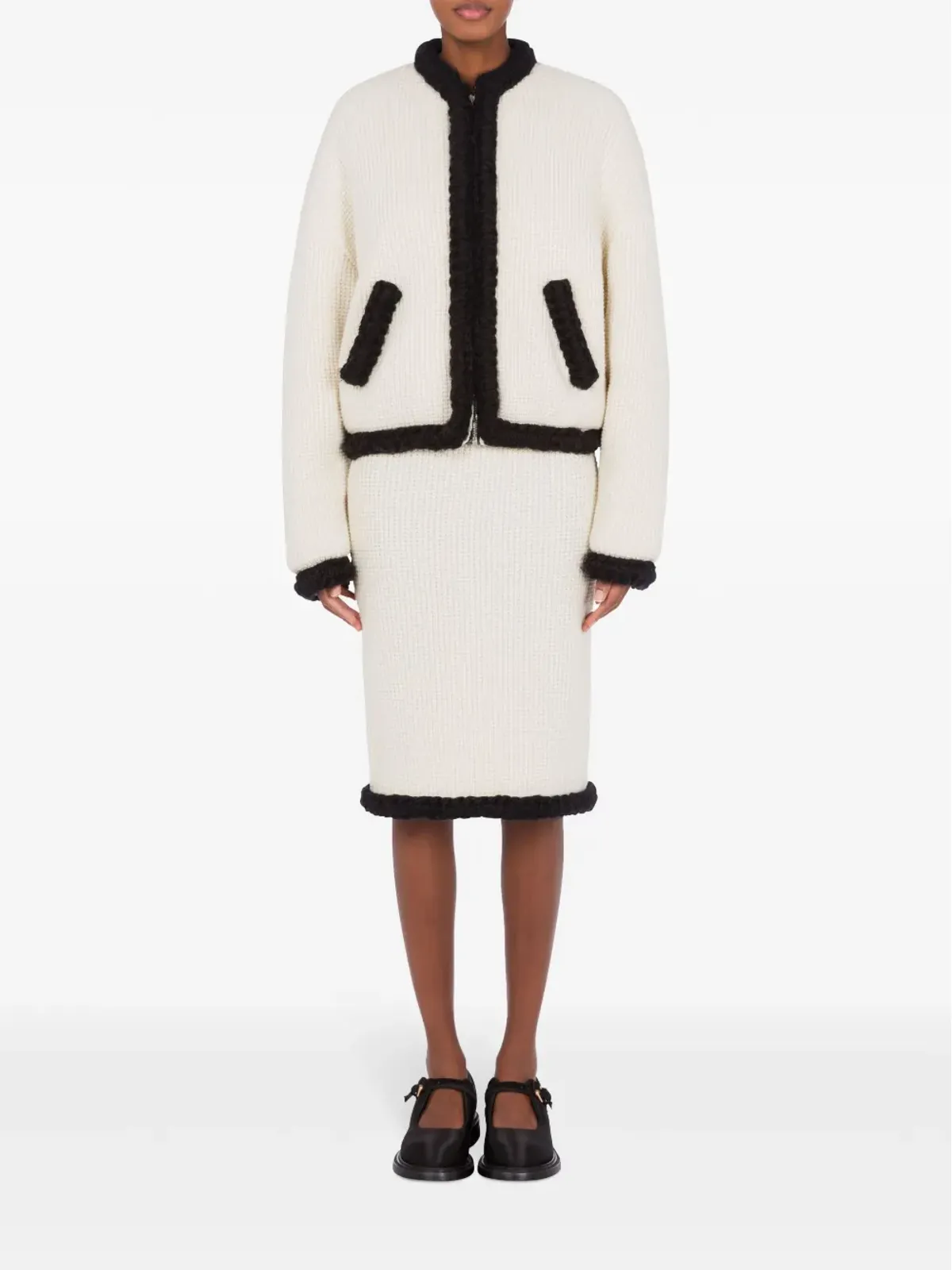 Moschino waffle knit virgin wool blazer - White - 画像2