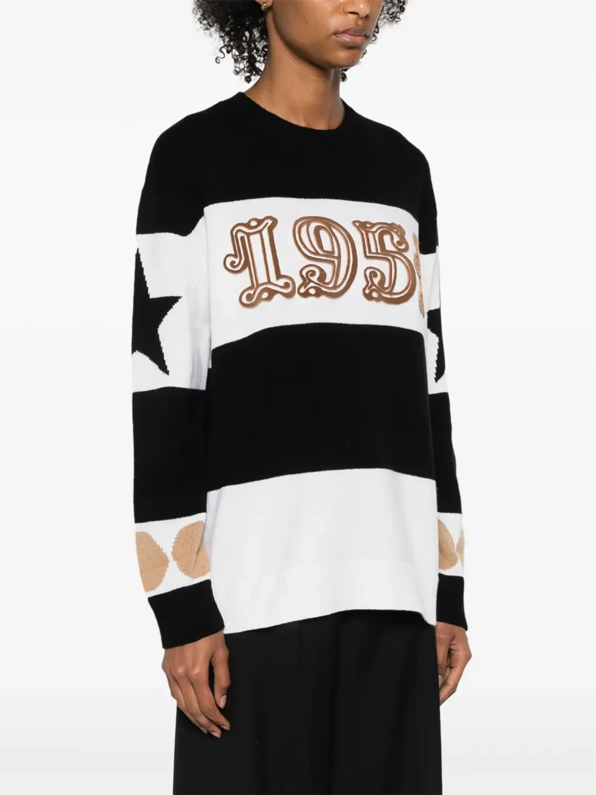 Max Mara フロックドモチーフ編みニットセーター - ブラック - 画像3