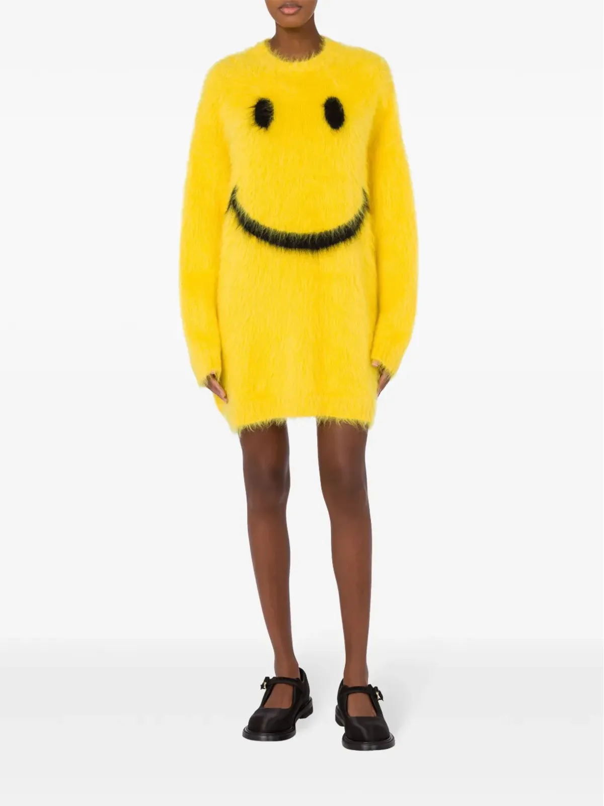 Moschino × スマイリー インターシャ編みミニドレス - イエロー - 画像2