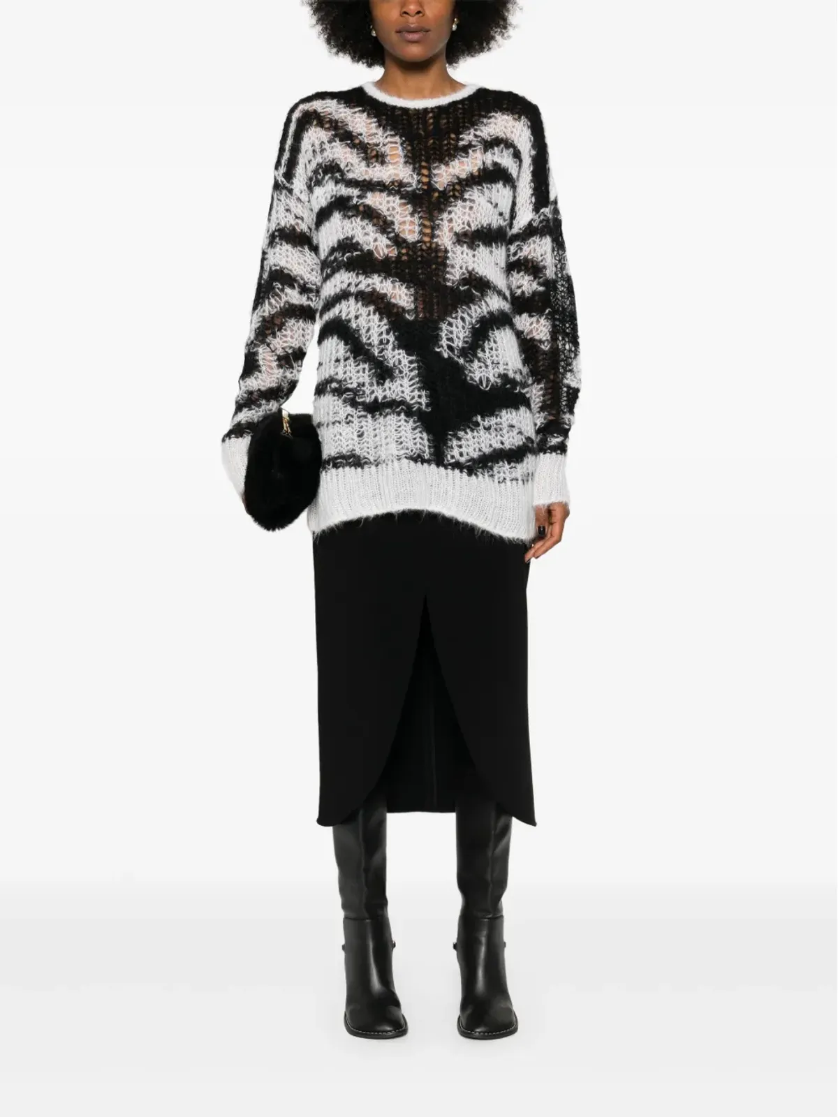Stella McCartney タイガー柄 オープンニット セーター - 画像2