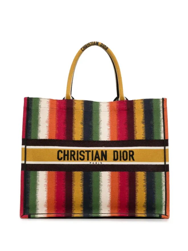 Christian Dior Pre-Owned Christian Dior ビンテージ 2020年 大型ストライプ ブックトートバッグ - イエローの商品画像