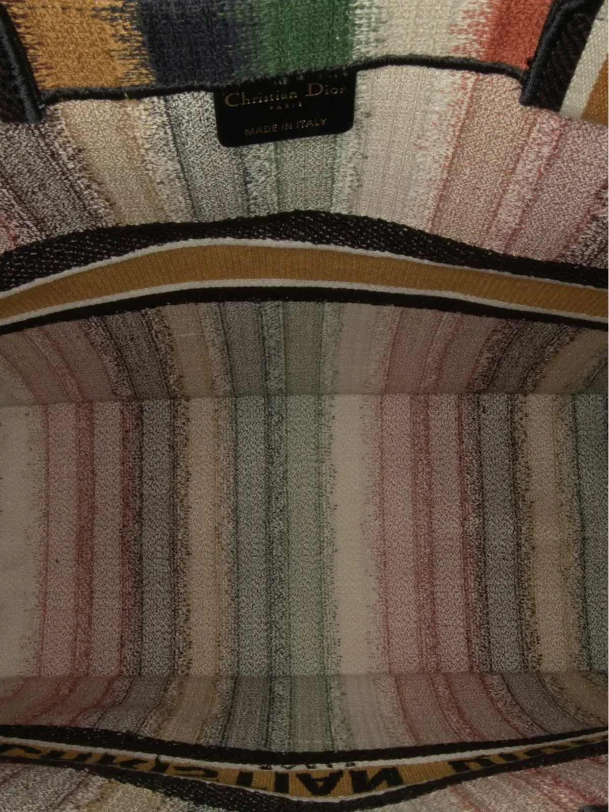 Christian Dior ビンテージ 2020年 大型ストライプ ブックトートバッグ - イエロー - 画像5