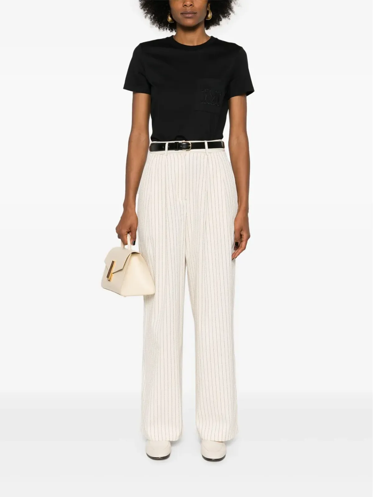 Max Mara ロゴ刺繍入り コットンTシャツ - 画像2