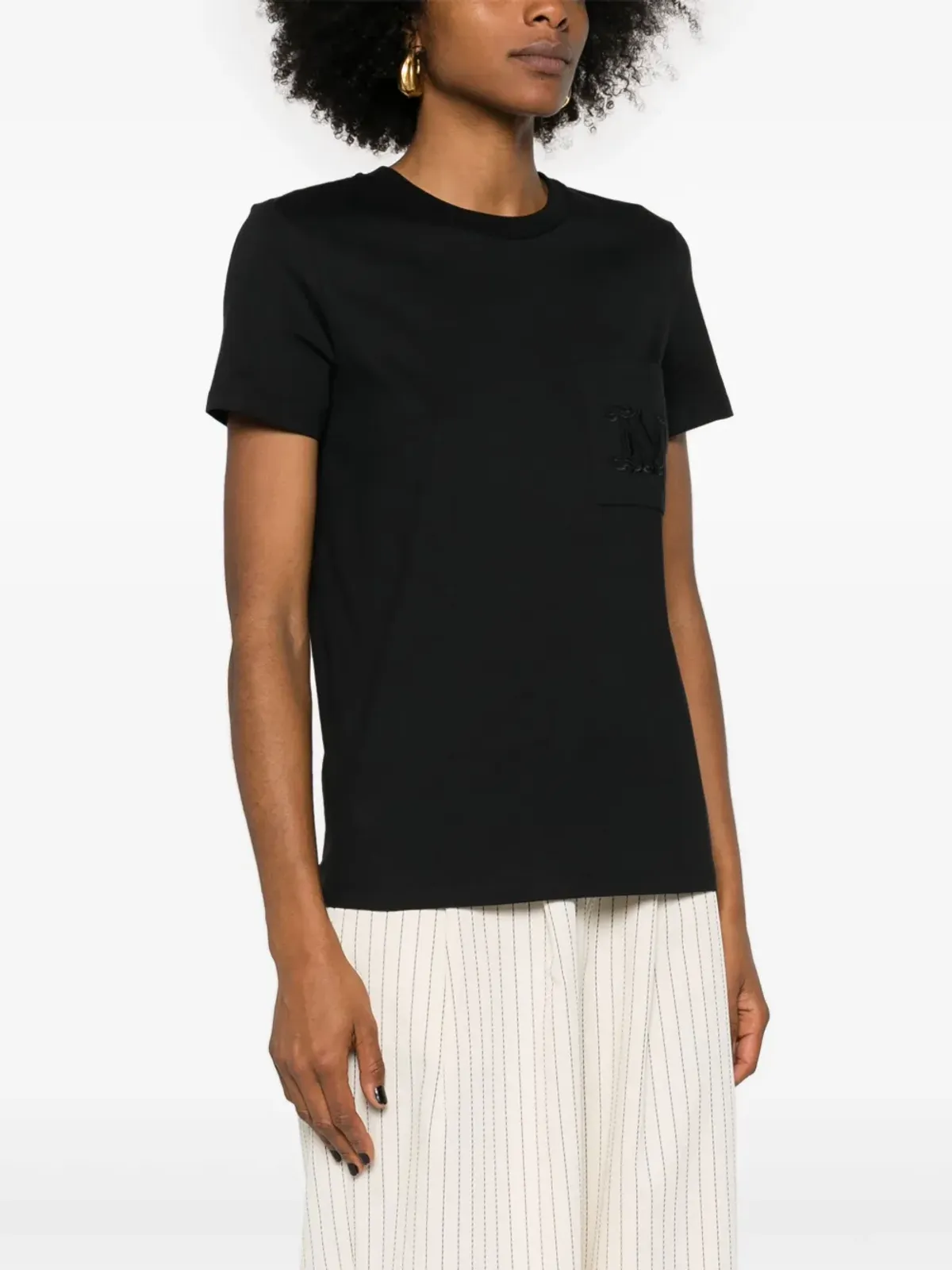 Max Mara ロゴ刺繍入り コットンTシャツ - 画像3