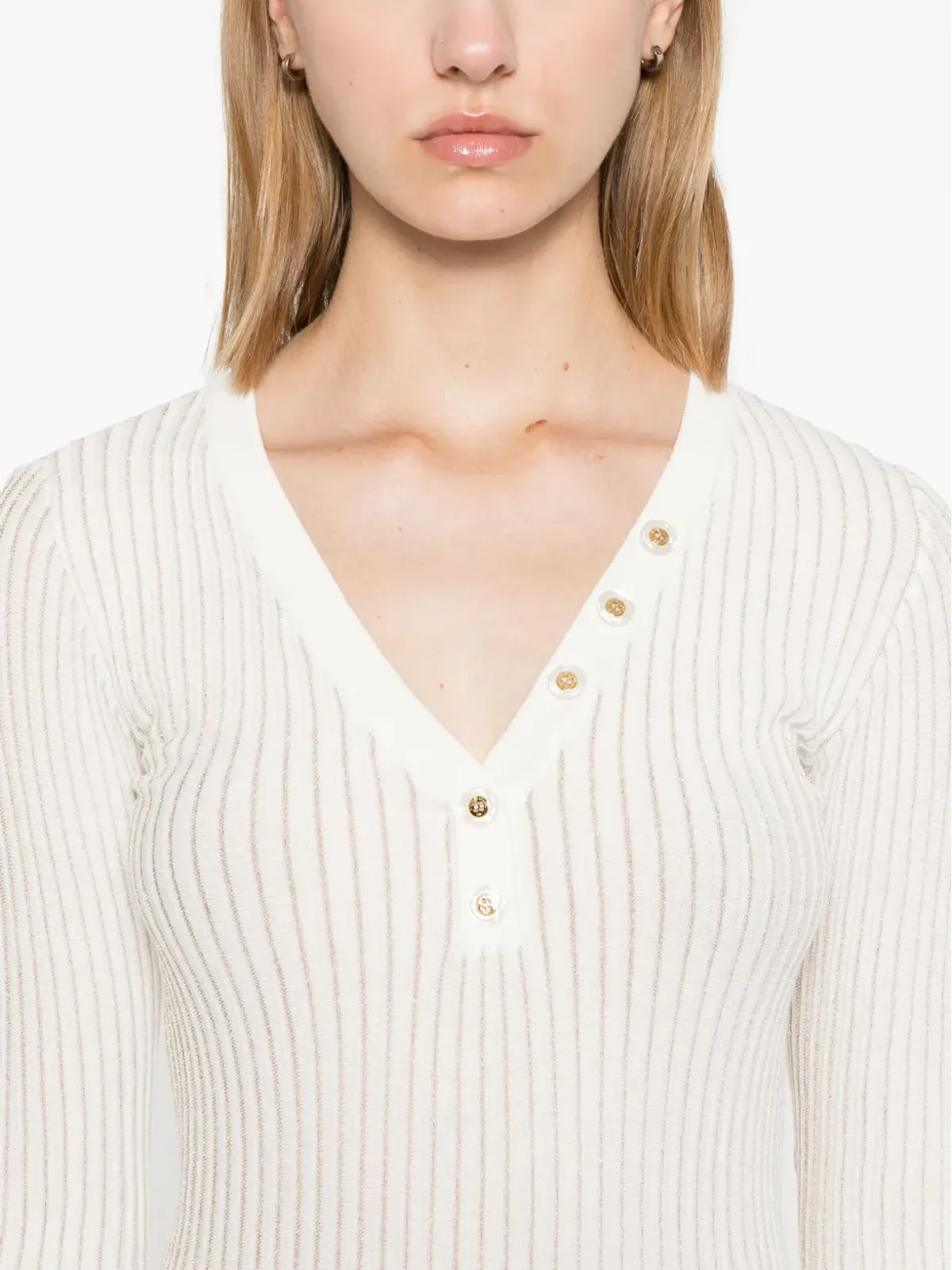 Elisabetta Franchi リブ編みニット セーター - ホワイト - 画像5