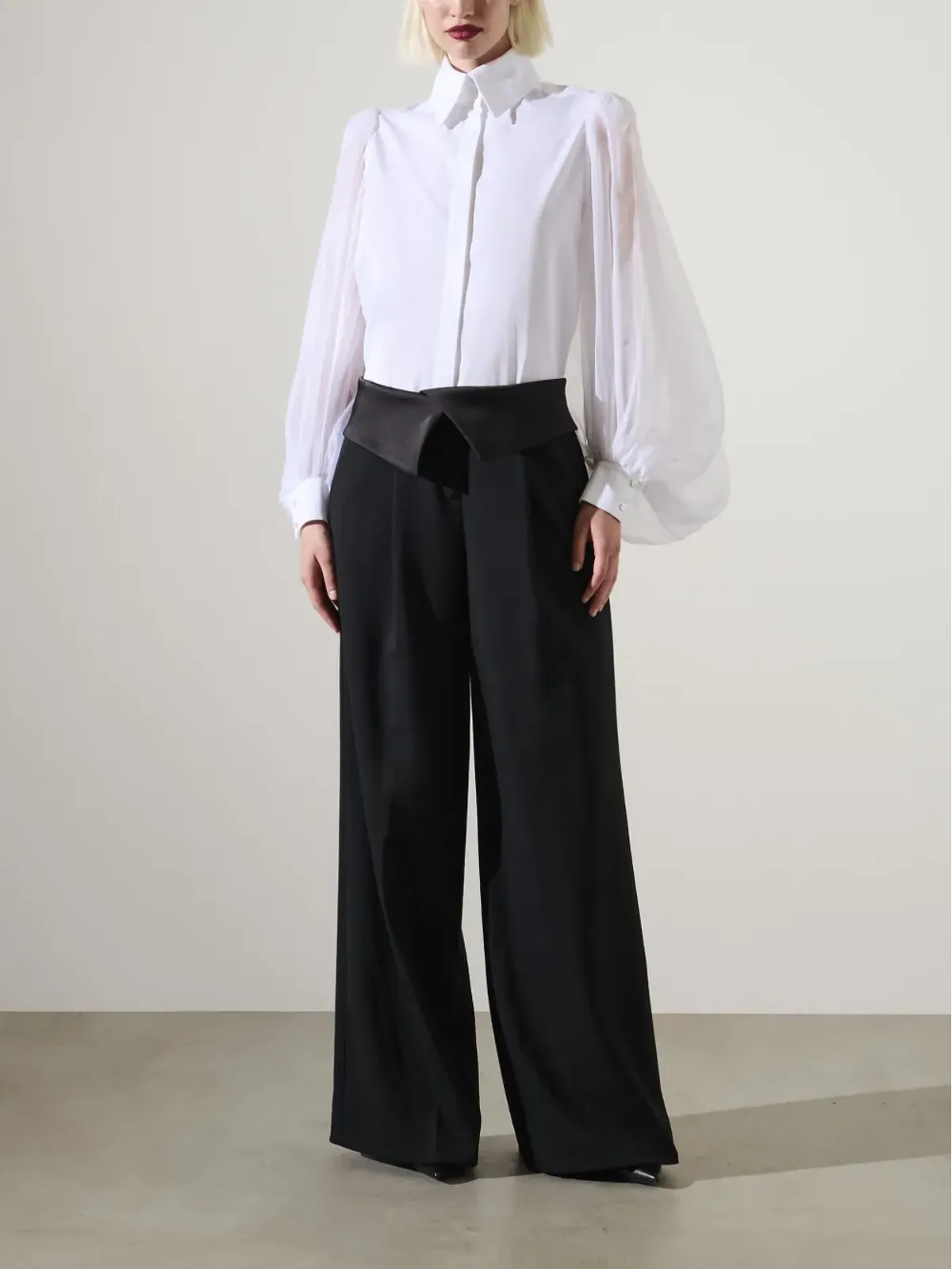 Karl Lagerfeld KL Studio テーラード・ワイドレッグパンツ - ブラック - 画像3