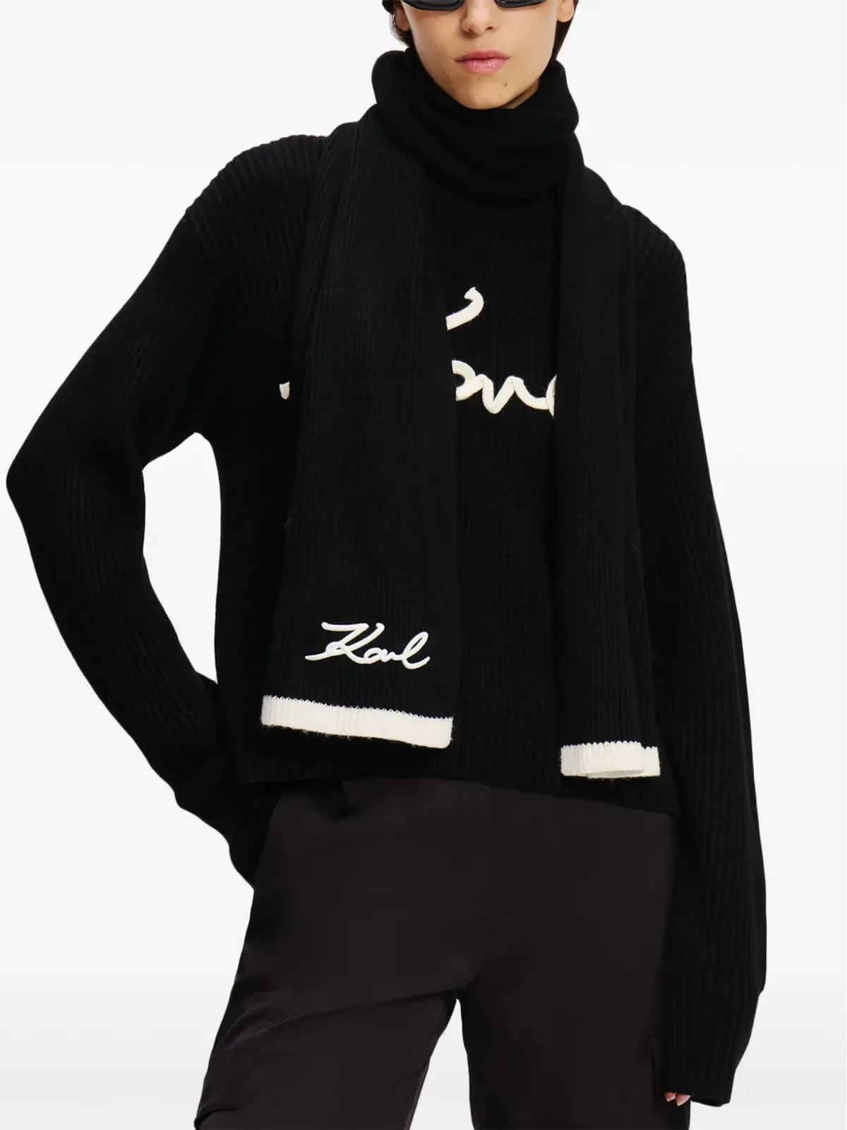 Karl Lagerfeld シグネチャー ニットスカーフ - 画像5