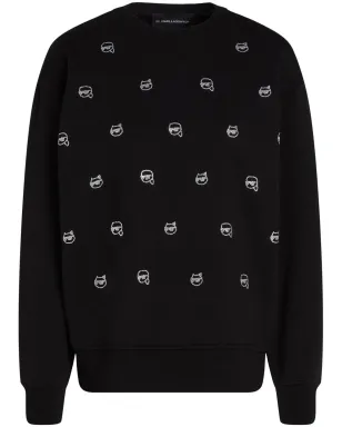 Karl Lagerfeld Ikon ラインストーン装飾のスウェットシャツ - ブラック - サムネイル1