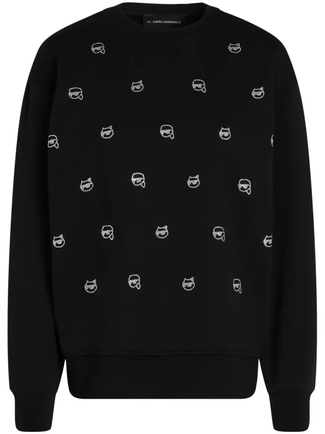 Karl Lagerfeld Karl Lagerfeld Ikon ラインストーン装飾のスウェットシャツ - ブラックの商品画像