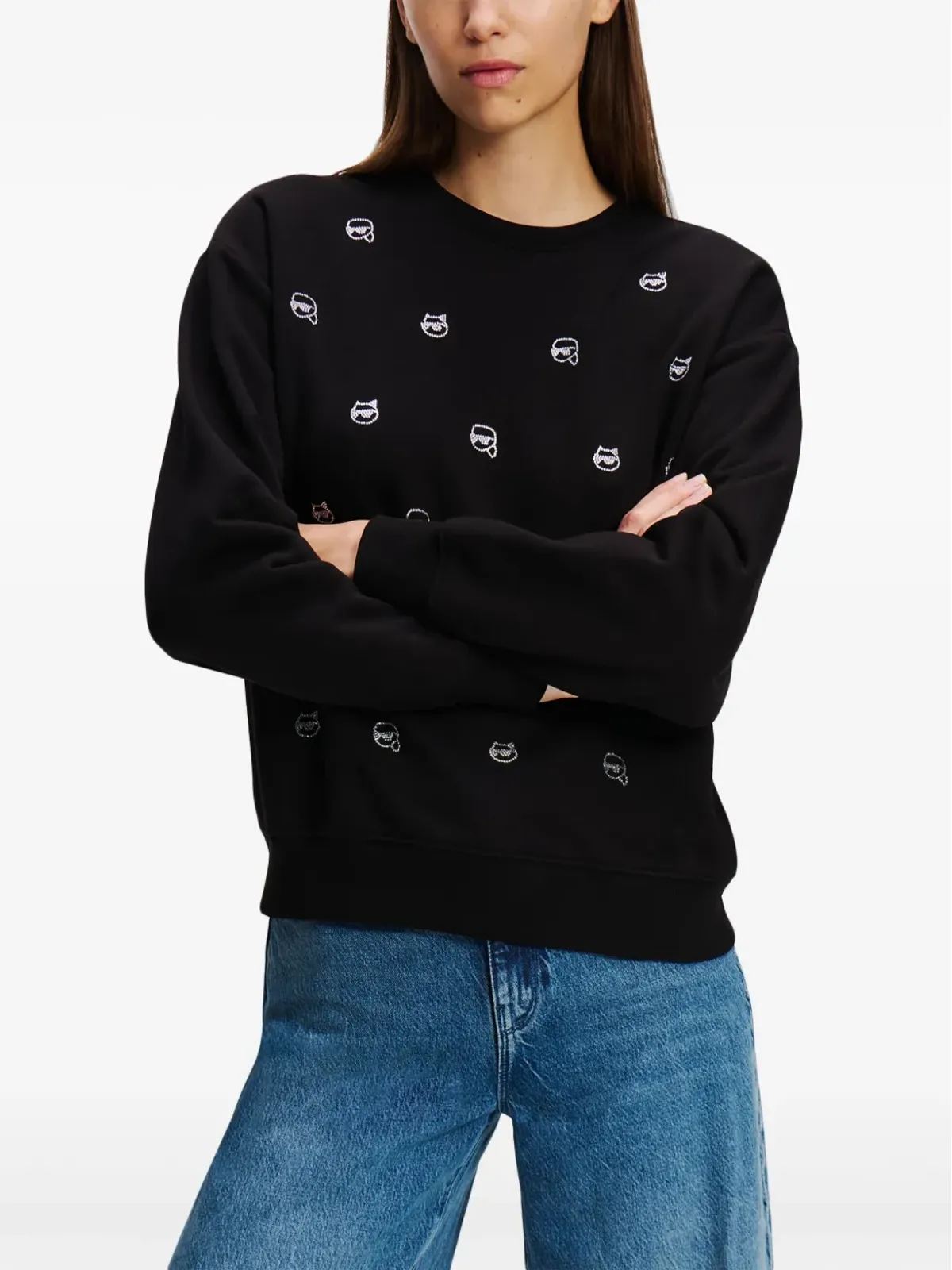 Karl Lagerfeld Ikon ラインストーン装飾のスウェットシャツ - ブラック - 画像3