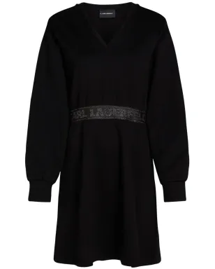 Karl Lagerfeld グリッター ロゴテープ ドレス - ブラック - サムネイル1