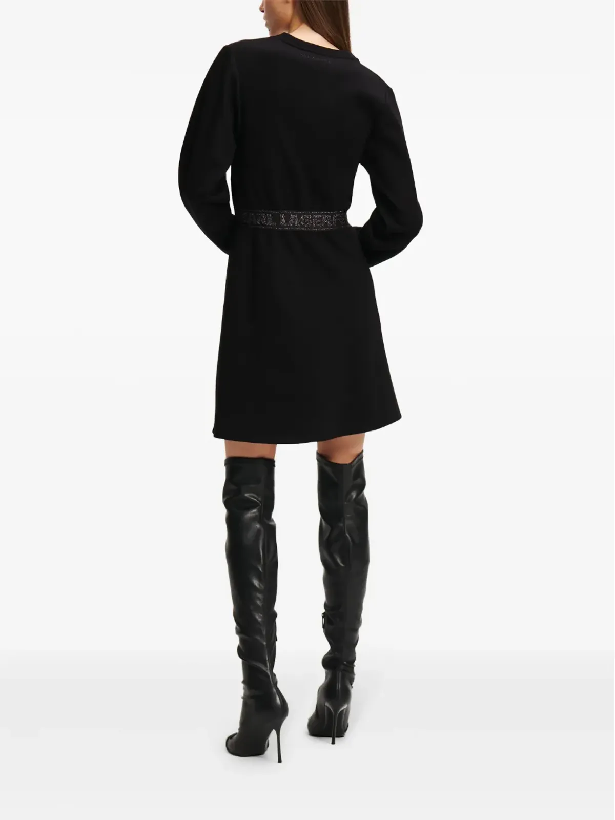 Karl Lagerfeld グリッター ロゴテープ ドレス - ブラック - 画像4