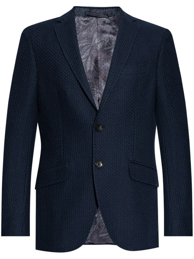 ETRO ETRO ノッチド・ラペルのシングルブレストブレザー ブルーの商品画像