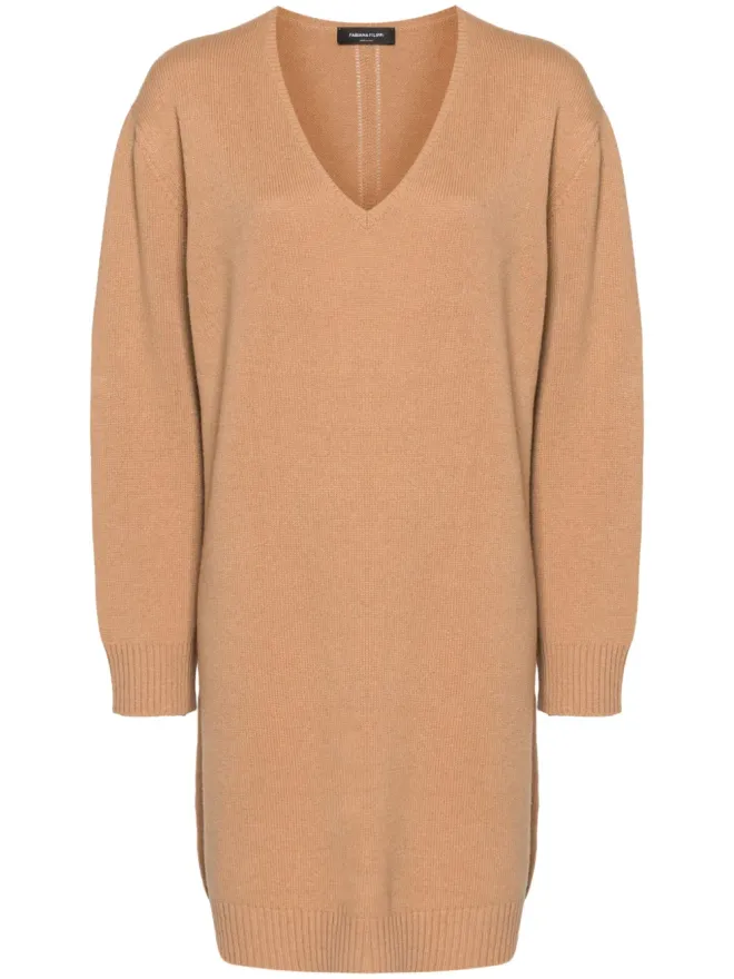 Fabiana Filippi Fabiana Filippi Vネック ニットドレス - ネュートラルの商品画像