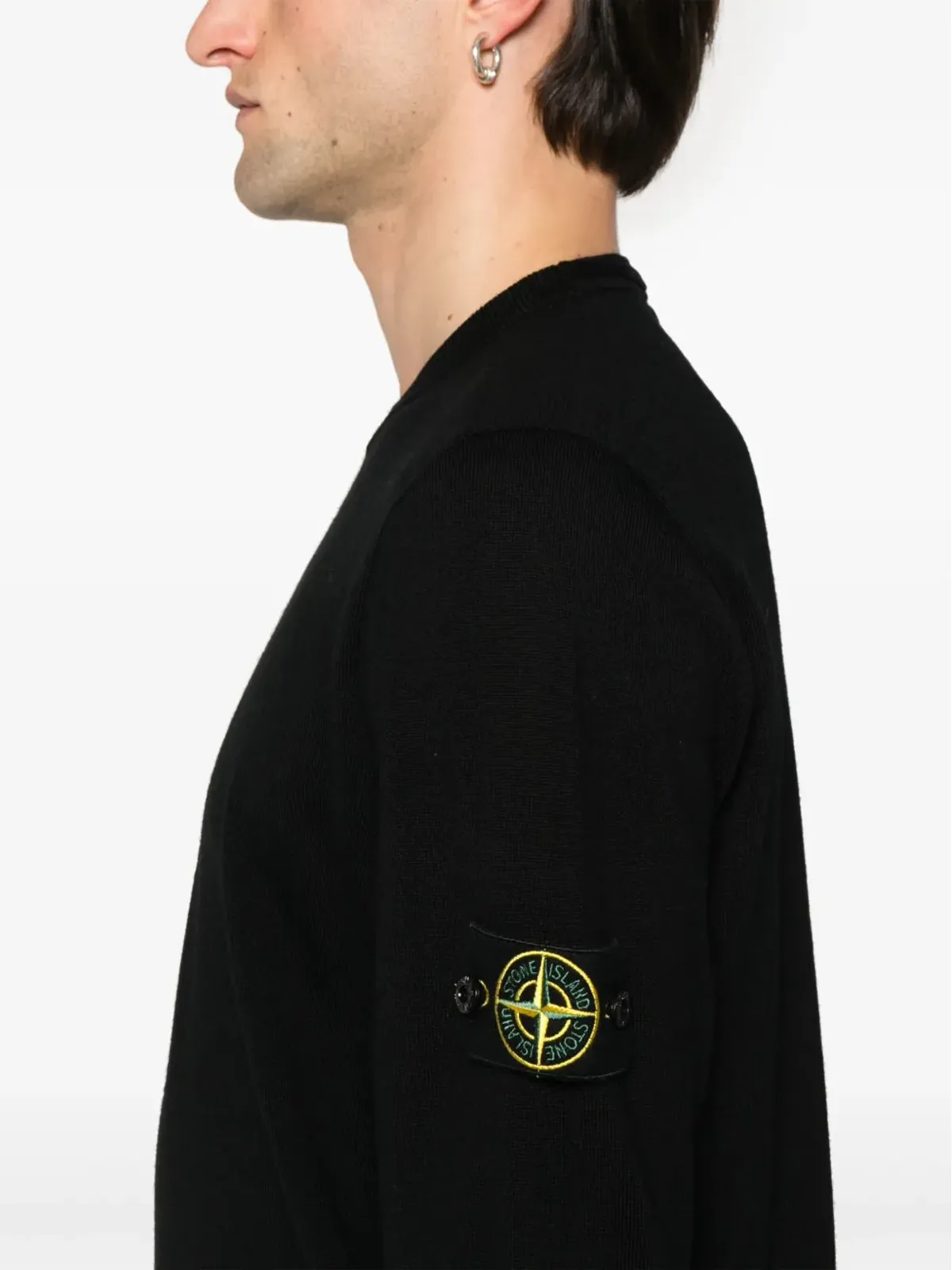 ビンテージ Stone Island ロゴパッチ リブ編みセーター - 画像5