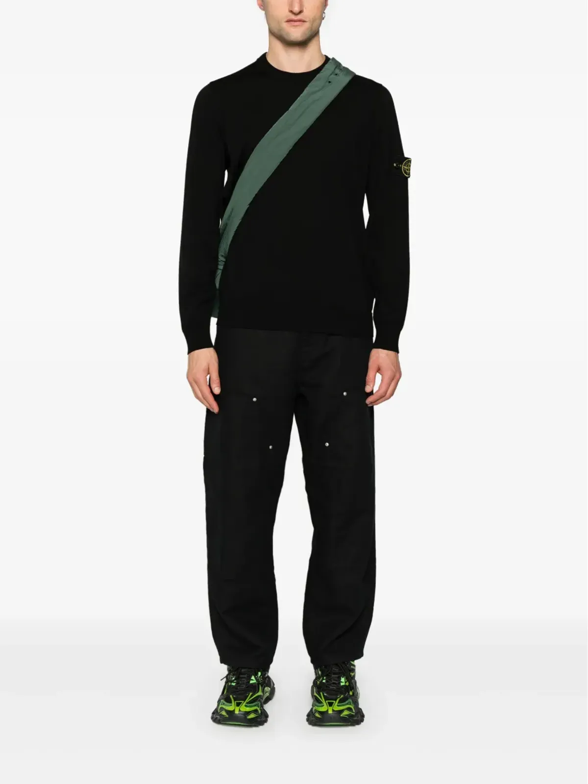 ビンテージ Stone Island ロゴパッチ リブ編みセーター - 画像2