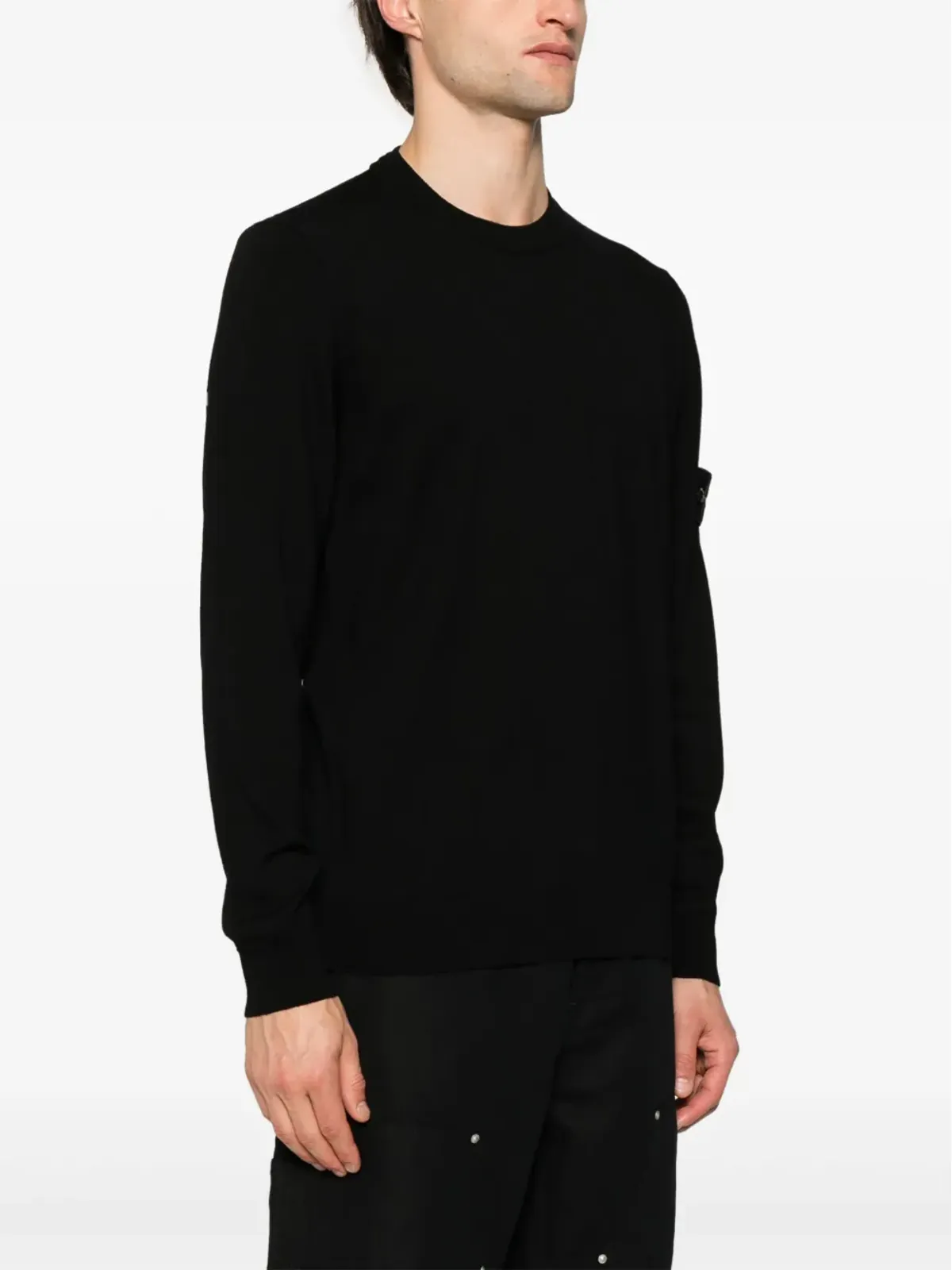 ビンテージ Stone Island ロゴパッチ リブ編みセーター - 画像3
