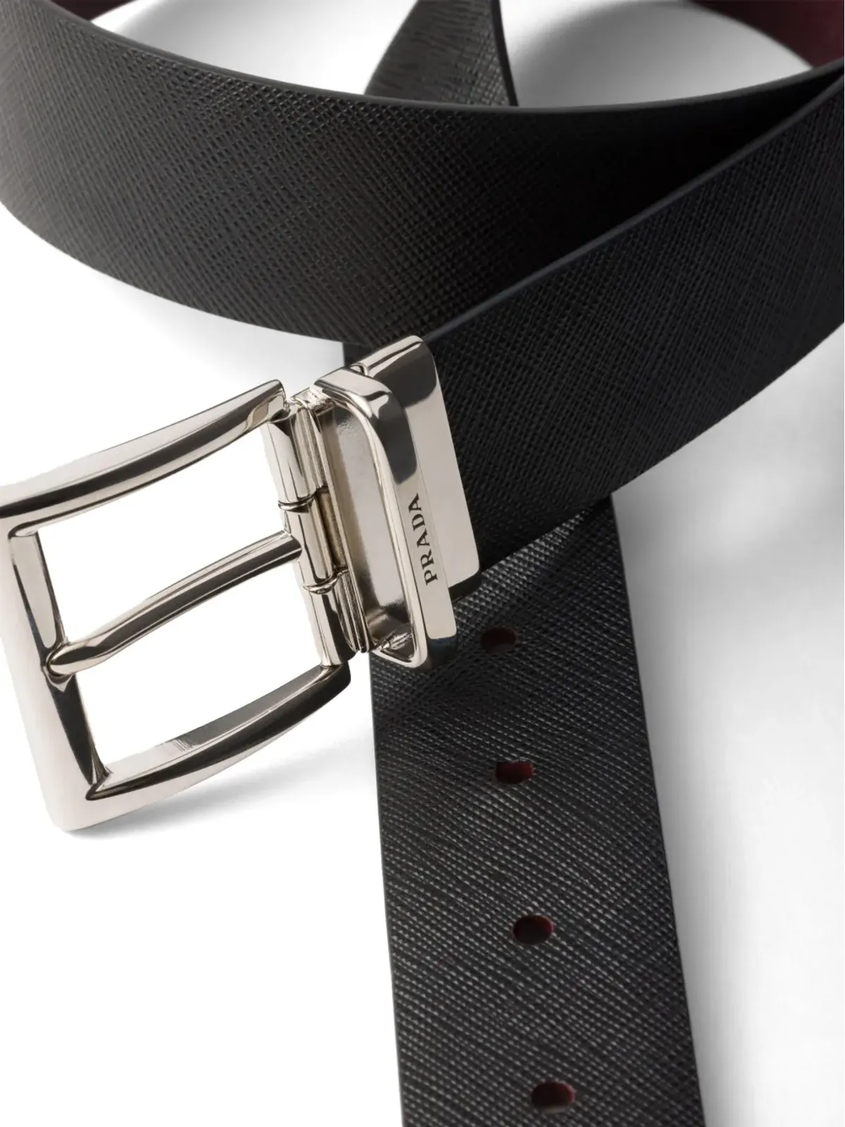 Prada サフィアーノ レザー ベルト（リバーシブル）- ブラック - 画像2